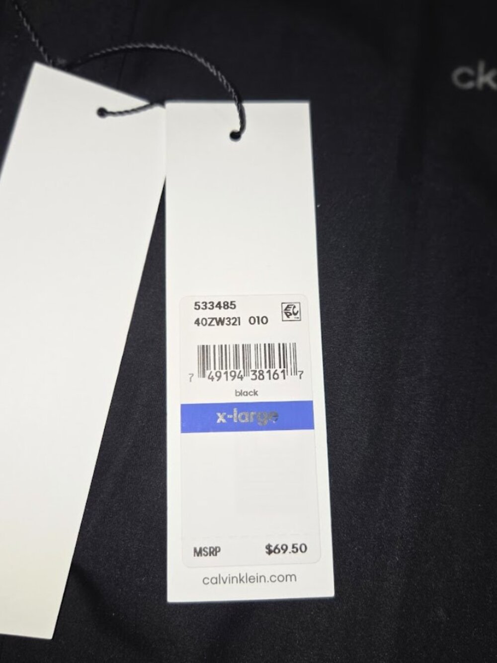 Calvin Klein Mens XL Black Cotton Cashmere Shirt Button Front CK Logo NWT - Picture 3 of 11